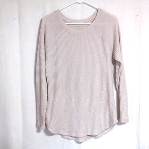 American Eagle Beige Soft and Sexy Plush Waffleknit Long Sleeve Top Size Small